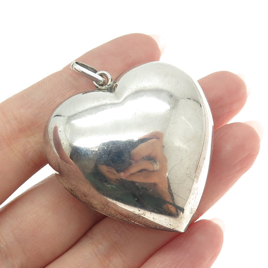 925 Sterling Silver Vintage Hollow Heart Pendant