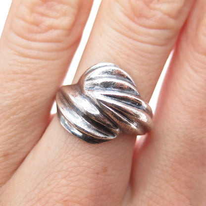 925 Sterling Silver Vintage Modernist Oxidized Ring Size 6.75