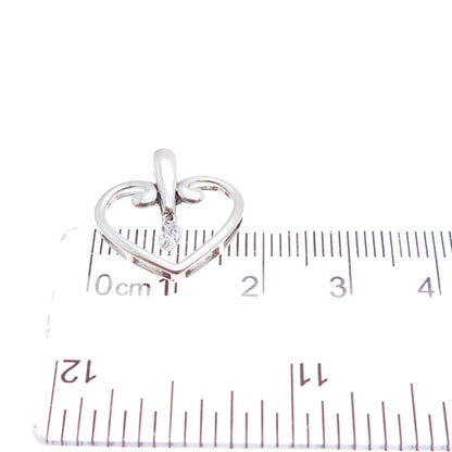 925 Sterling Silver Vintage Round-Cut C Z Heart Minimalist Charm Pendant