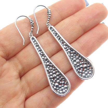 ZINA 925 Sterling Silver Vintage Modernist Beaded Oxidized Dangle Earrings