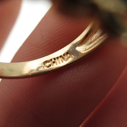 ROSS SIMONS 925 Sterling Silver Gold Plated Vintage Real Turquoise Ring Size 7