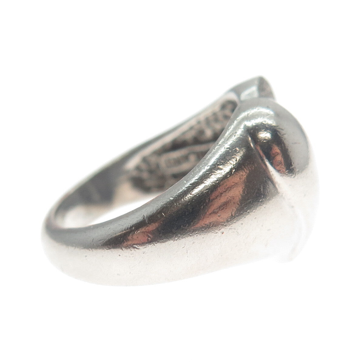 925 Sterling Silver Vintage Modernist Dome Heart Ring Size 7