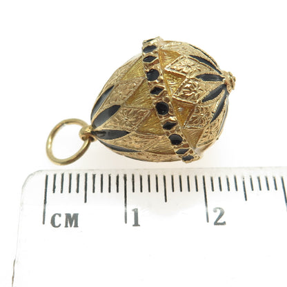 925 Sterling Silver Vintage Vermeil Enamel Royal Easter Egg Charm Pendant