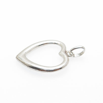 925 Sterling Silver Vintage Open Heart Charm Pendant