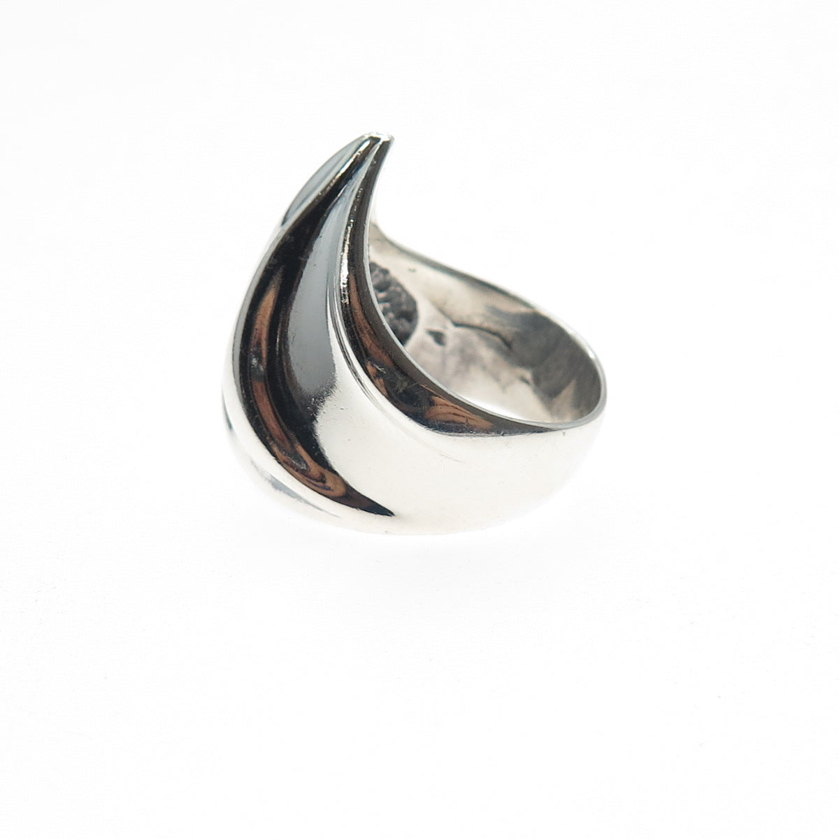 925 Sterling Silver Vintage Modernist Flame Ring Size 6.5
