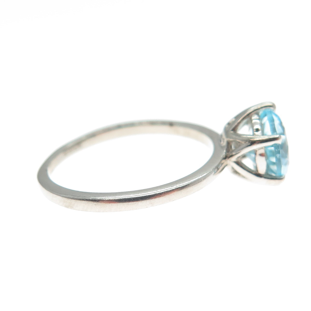 DAZZLERS 925 Sterling Silver Round-Cut Nano Blue Topaz Ring Size 6.25