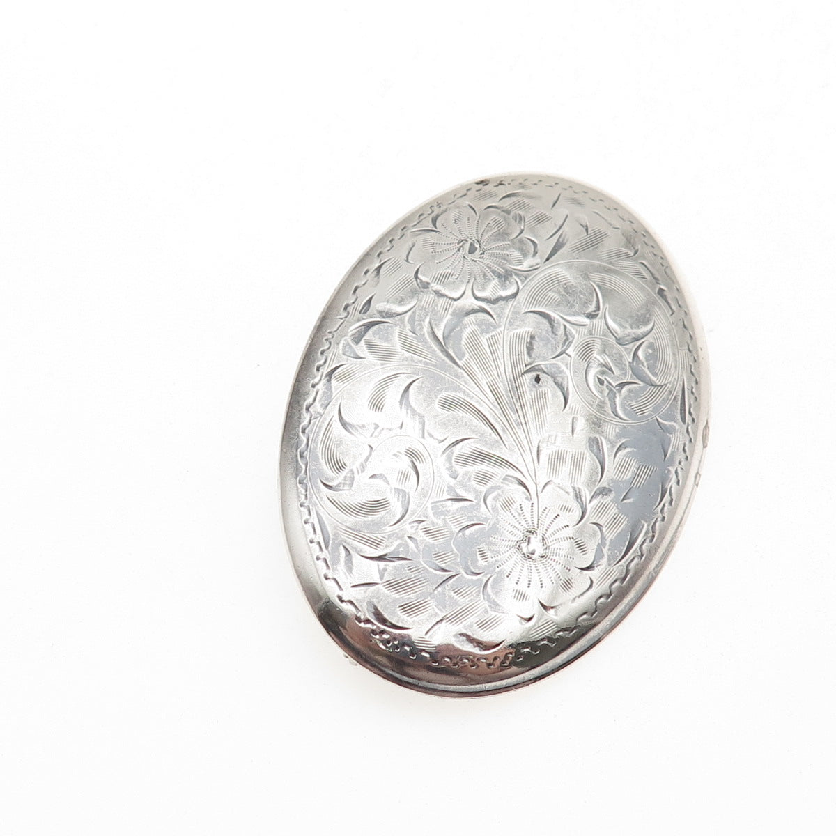Burkhardt 925 Sterling Silver Antique Art Deco Engraved Floral Pin Brooch