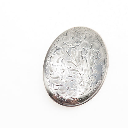 Burkhardt 925 Sterling Silver Antique Art Deco Engraved Floral Pin Brooch
