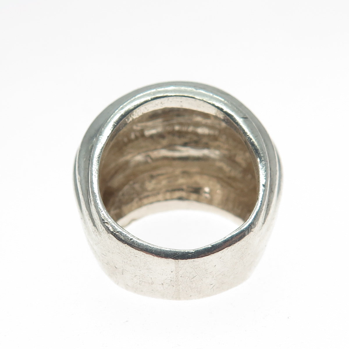 925 Sterling Silver Vintage Mexico Modernist Ribbed Dome Ring Size 5.5