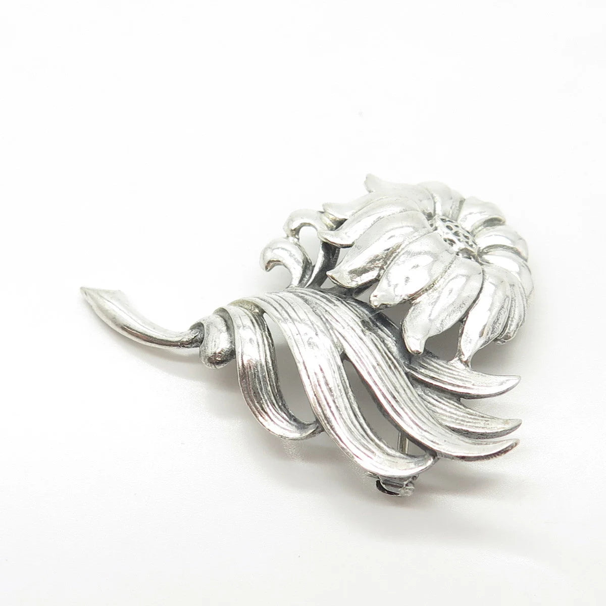 925 Sterling Silver Antique Art Deco Jewelart Floral Leaf Pin Brooch