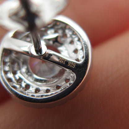 925 Sterling Silver Round-Cut C Z Stud Earrings