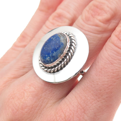 Old Pawn 925 Sterling Silver Vintage Southwestern Lapis Tribal Ring Size 6.5