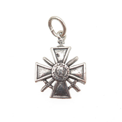 John W. Kessler 925 Sterling Silver Vintage Mexico Cross Medal Charm Pendant
