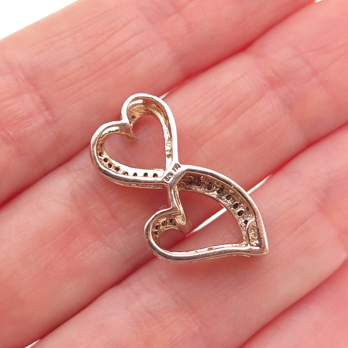 925 Sterling Silver Gold Plated Real Diamond Infinity Heart Slide Charm Pendant
