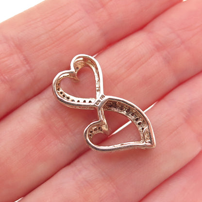 925 Sterling Silver Gold Plated Real Diamond Infinity Heart Slide Charm Pendant