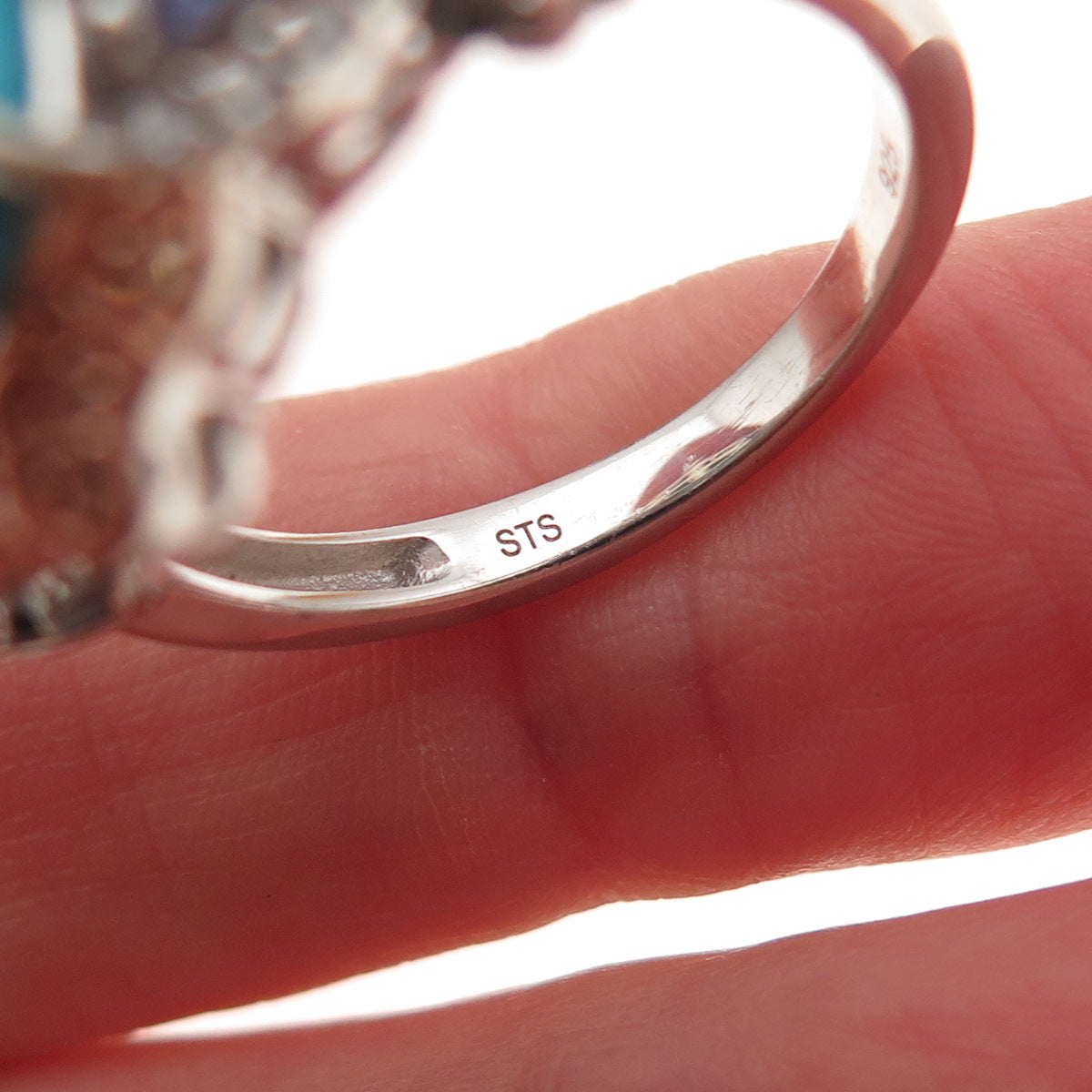 Chuck Clemency 925 Sterling 2-Tone Diamond Turquoise Tanzanite Topaz Ring Size 8