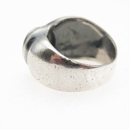 925 Sterling Silver Vintage Heart-Cut C Z Modernist Oxidized Ring Size 7.25