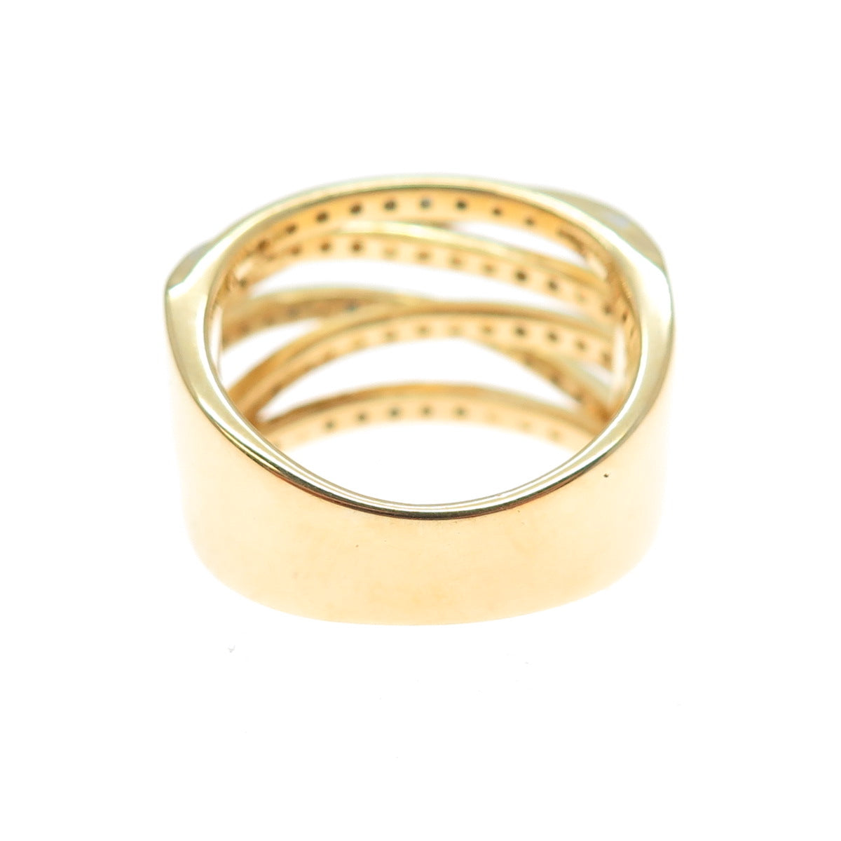 DBJ DEE BERKLE 925 Sterling Gold Plated Real Diamond Crisscross Ring Size 9.25