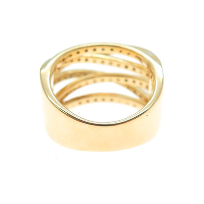 DBJ DEE BERKLE 925 Sterling Gold Plated Real Diamond Crisscross Ring Size 9.25