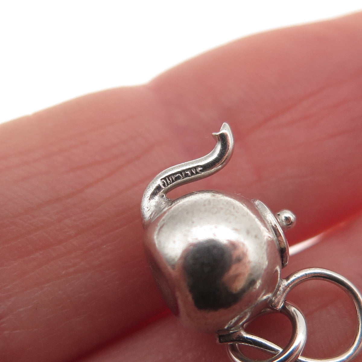 925 Sterling Silver Antique Art Deco Teapot 3D Mini Charm Pendant