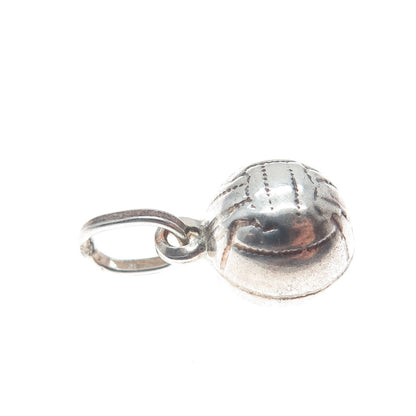 925 Sterling Silver Vintage Italy Basketball Minimalist 3D Charm Pendant