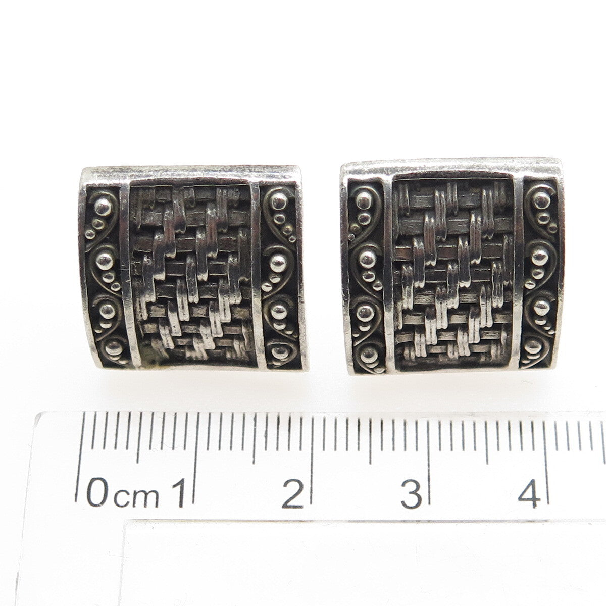 LOIS HILL 925 Sterling Silver Vintage Ethnic Clip On Earrings