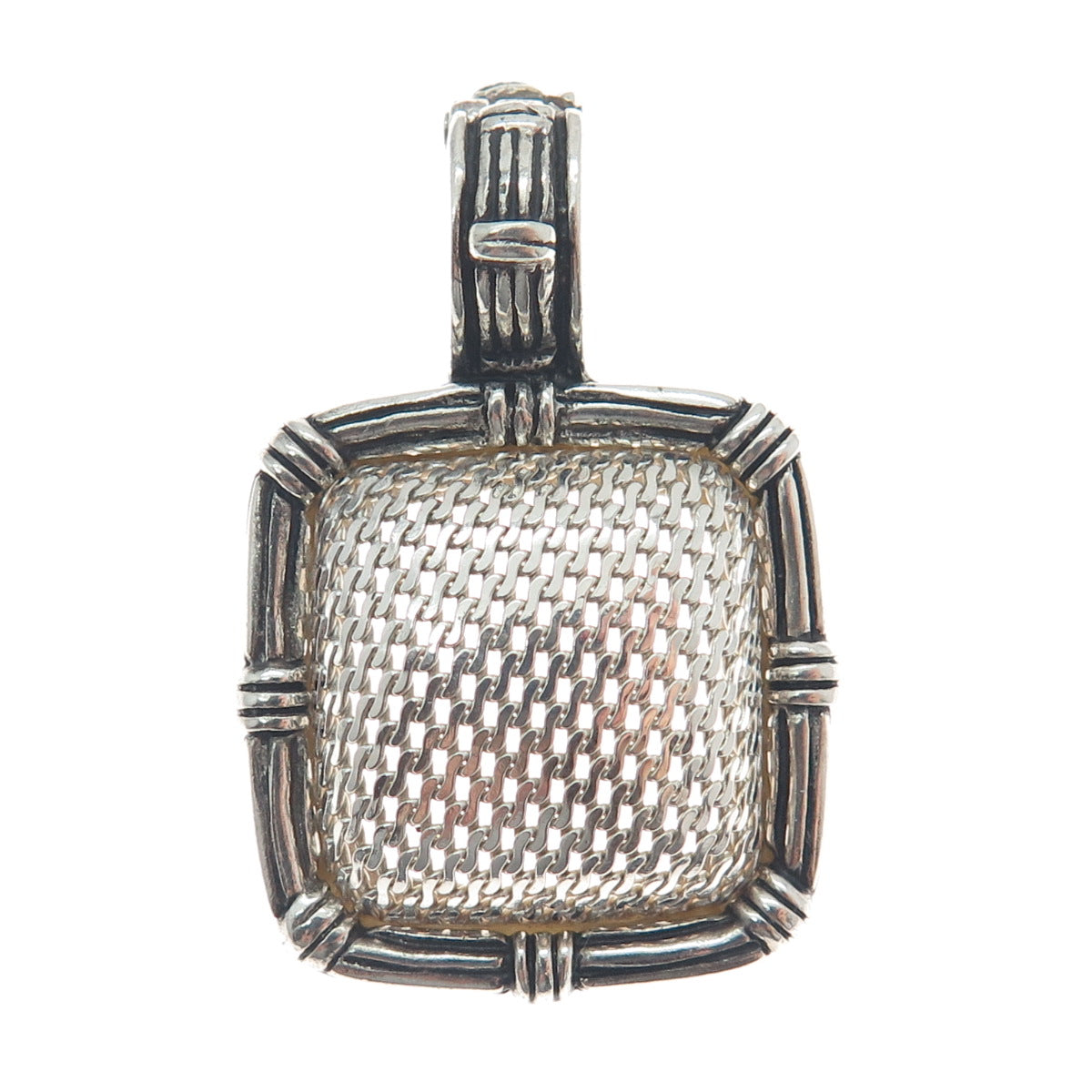 ESPO SIG Joseph Esposito 925 Sterling Silver Vintage Mesh Dome Oxidized Pendant