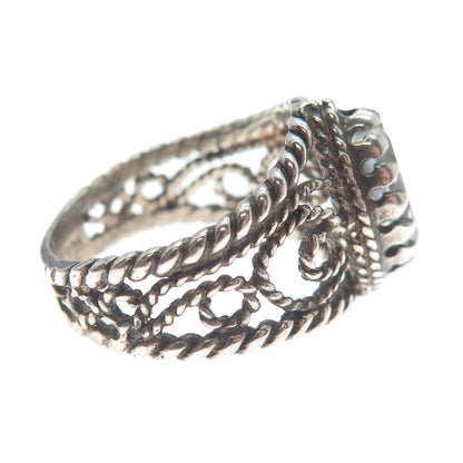 CHATEAU D'ARGENT Sterling Silver Vintage Real Blue Topaz Oxidized Ring Size 5.75