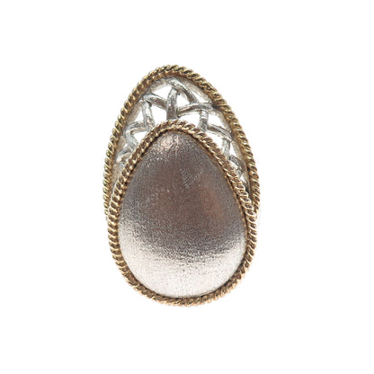 925 Sterling Silver 2-Tone Modernist Brushed Ring Size 8