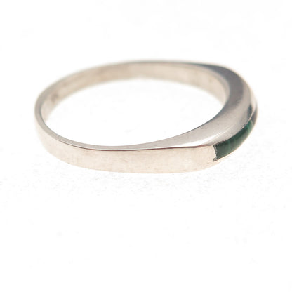 Old Pawn 925 Sterling Silver Vintage Black Onyx Malachite Tribal Ring Size 7.25