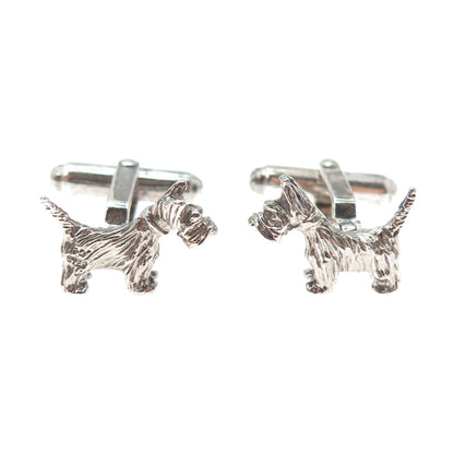 925 Sterling Silver Vintage Scottish Terrier Oxidized Cufflinks
