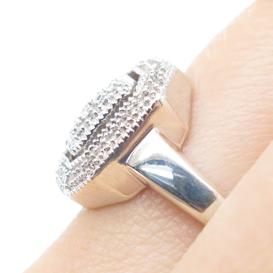 925 Sterling Silver Real Round-Cut Diamond Sparkle Ring Size 8.5