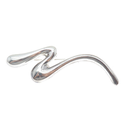 925 Sterling Silver Vintage Mexico Modernist Zig Zag Oxidized Pin Brooch