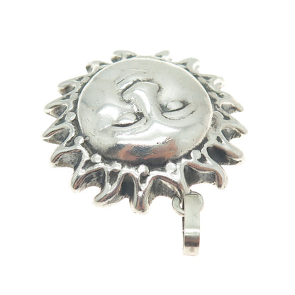 925 Sterling Silver Vintage Sun Face Pendant