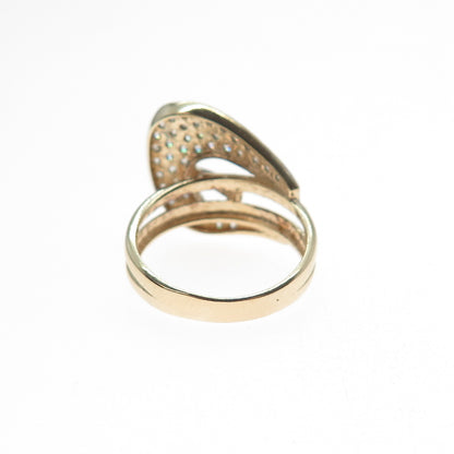 925 Sterling Silver 2-Tone Round-Cut C Z Buckle Ring Size 6.25