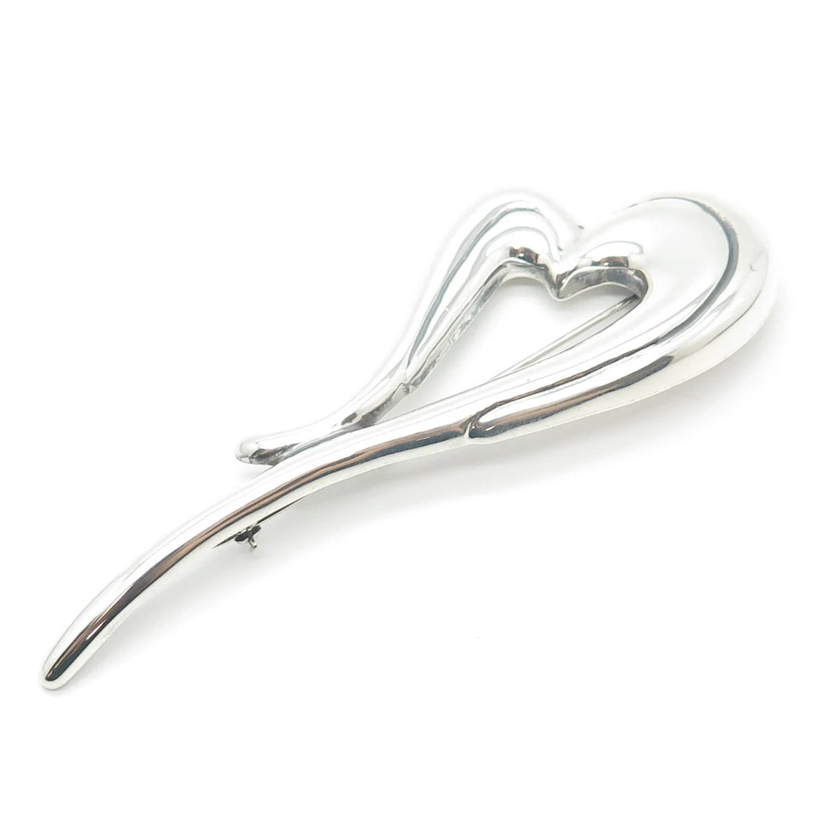 925 Sterling Silver Vintage Zina Open Modernist Heart Pin Brooch