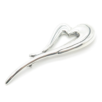 925 Sterling Silver Vintage Zina Open Modernist Heart Pin Brooch