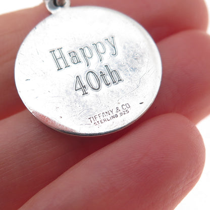 Tiffany & Co. 925 Sterling Silver Vintage Engraved Round Tag Charm Pendant