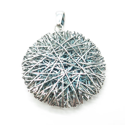 925 Sterling Silver Italy Milor Spiderweb Modernist Pendant