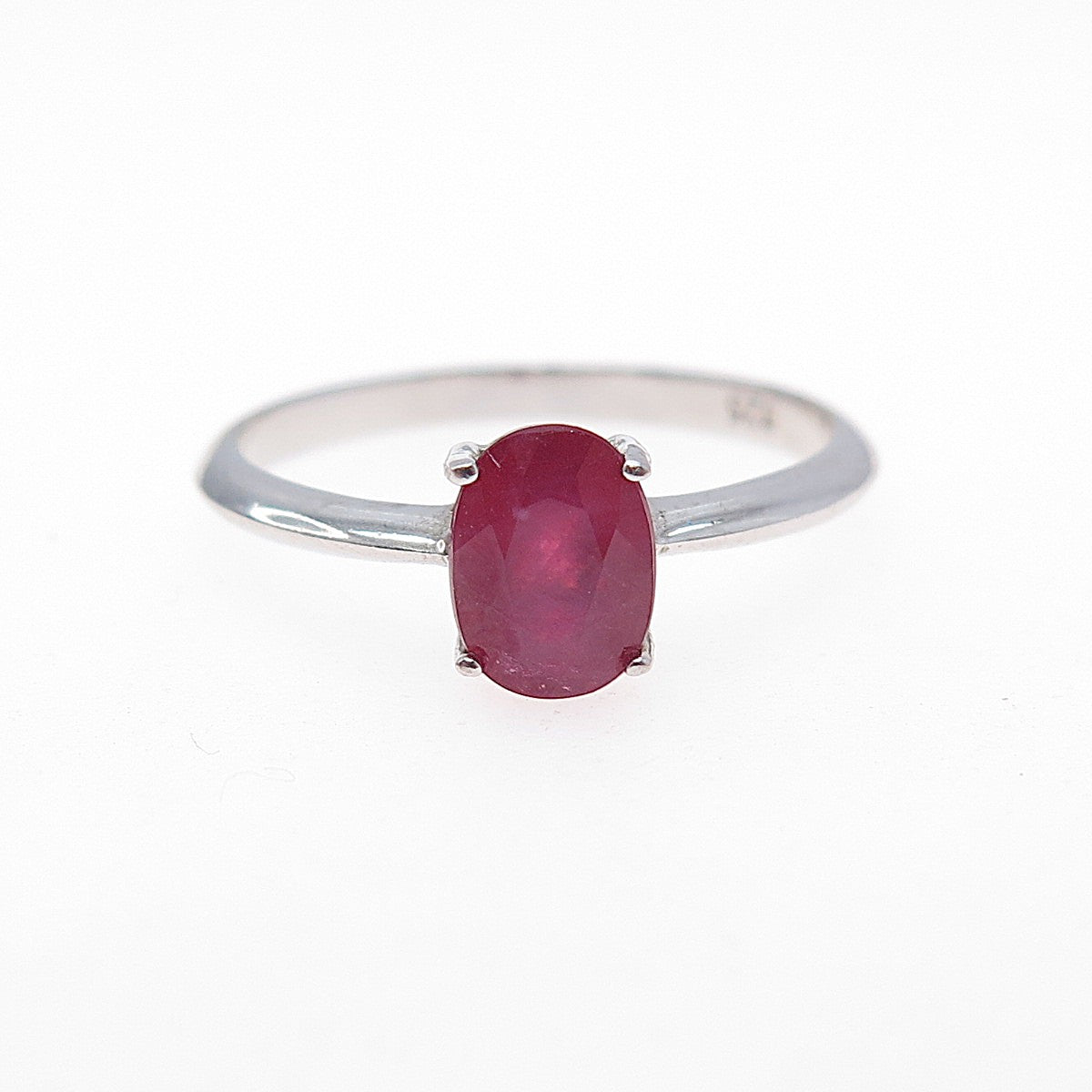 925 Sterling Silver Real Oval-Cut Ruby Ring Size 7.25