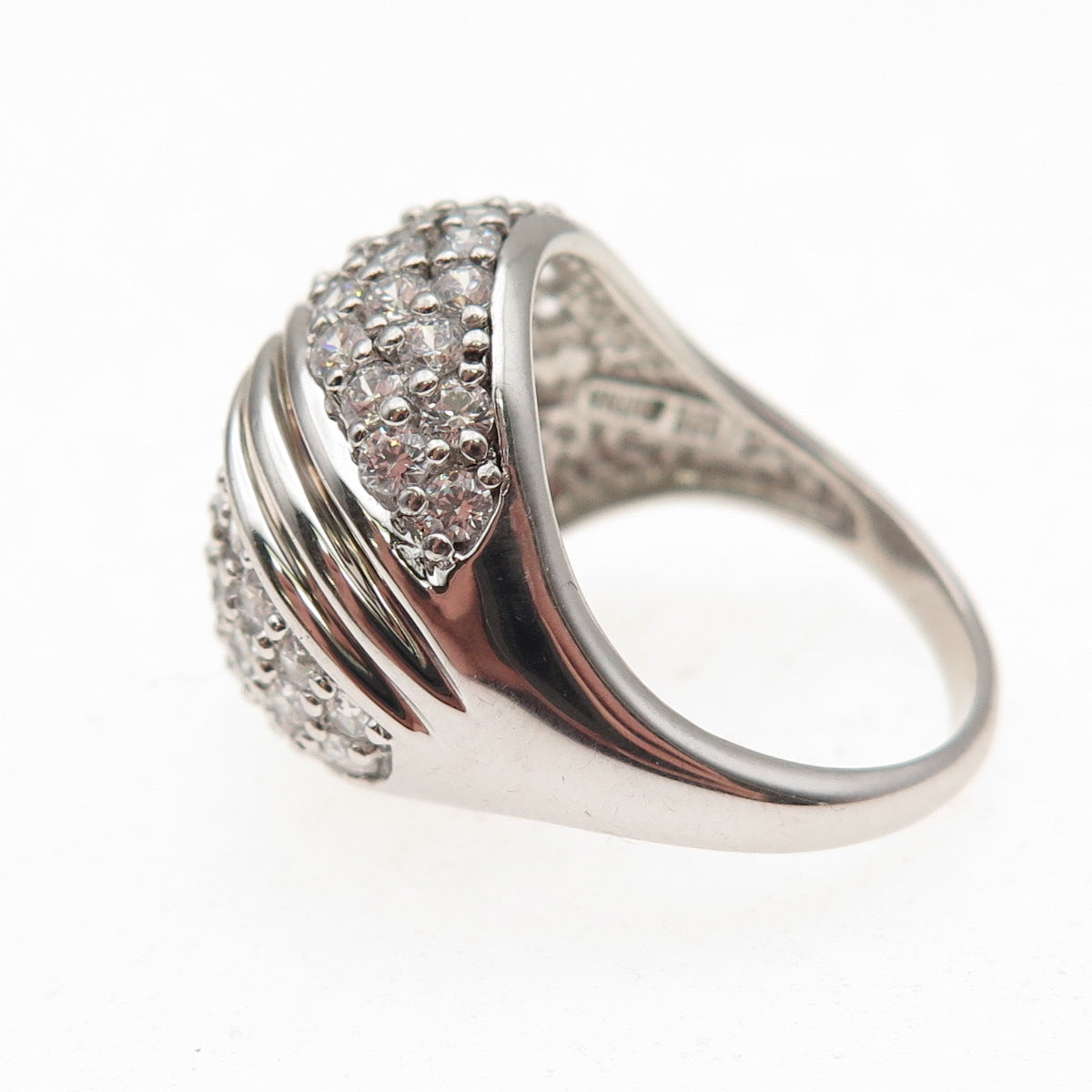 925 Sterling Silver Round-Cut C Z Yin Yang Ring Size 7.25