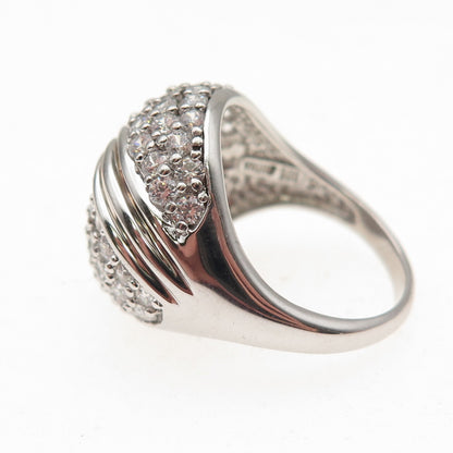 925 Sterling Silver Round-Cut C Z Yin Yang Ring Size 7.25