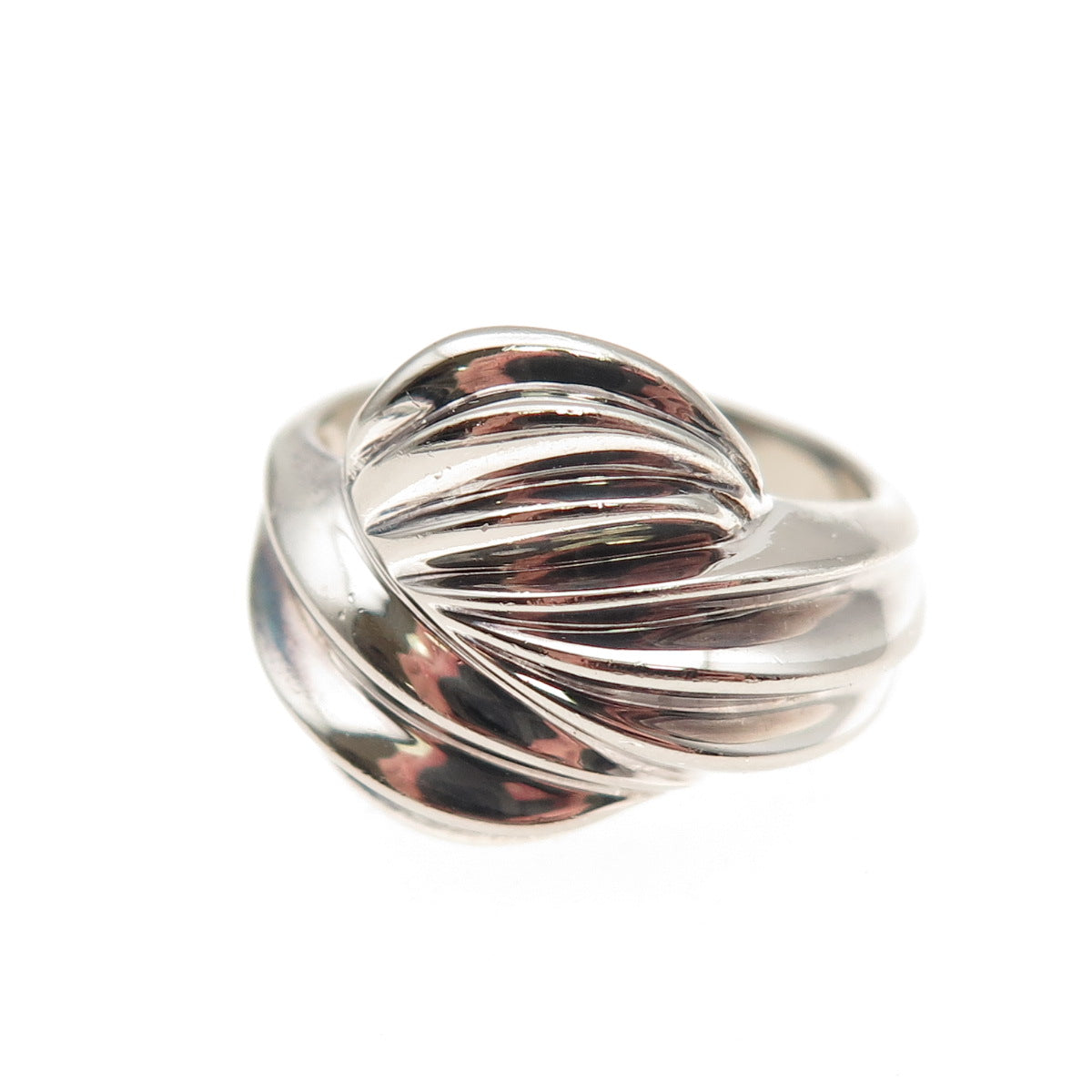 925 Sterling Silver Vintage Modernist Wavy Ring Size 7