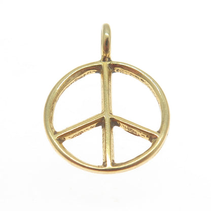 925 Sterling Silver Gold Plated Peace Symbol Round Charm Pendant