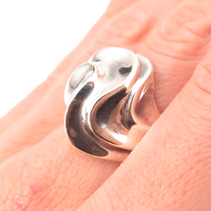 925 Sterling Silver Vintage Mexico Modernist Oxidized Ring Size 8.25