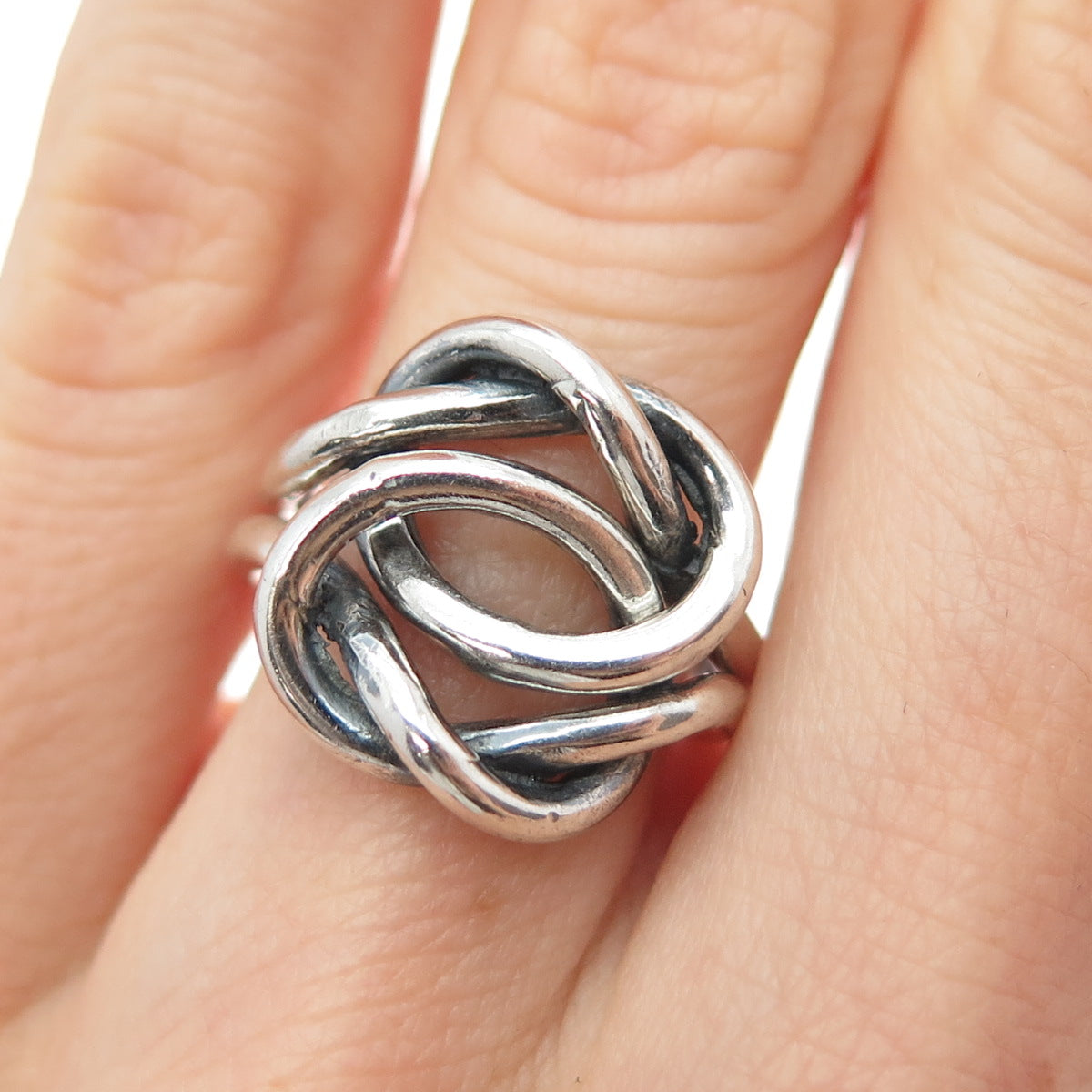 925 Sterling Silver Vintage Mariner Love Knot Oxidized Ring Size 5.5