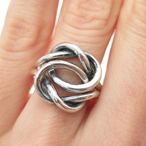925 Sterling Silver Vintage Mariner Love Knot Oxidized Ring Size 5.5