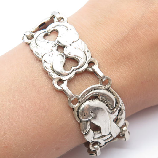 925 Sterling Silver Vintage Coro Modernist Panel Link Bracelet 7.75"