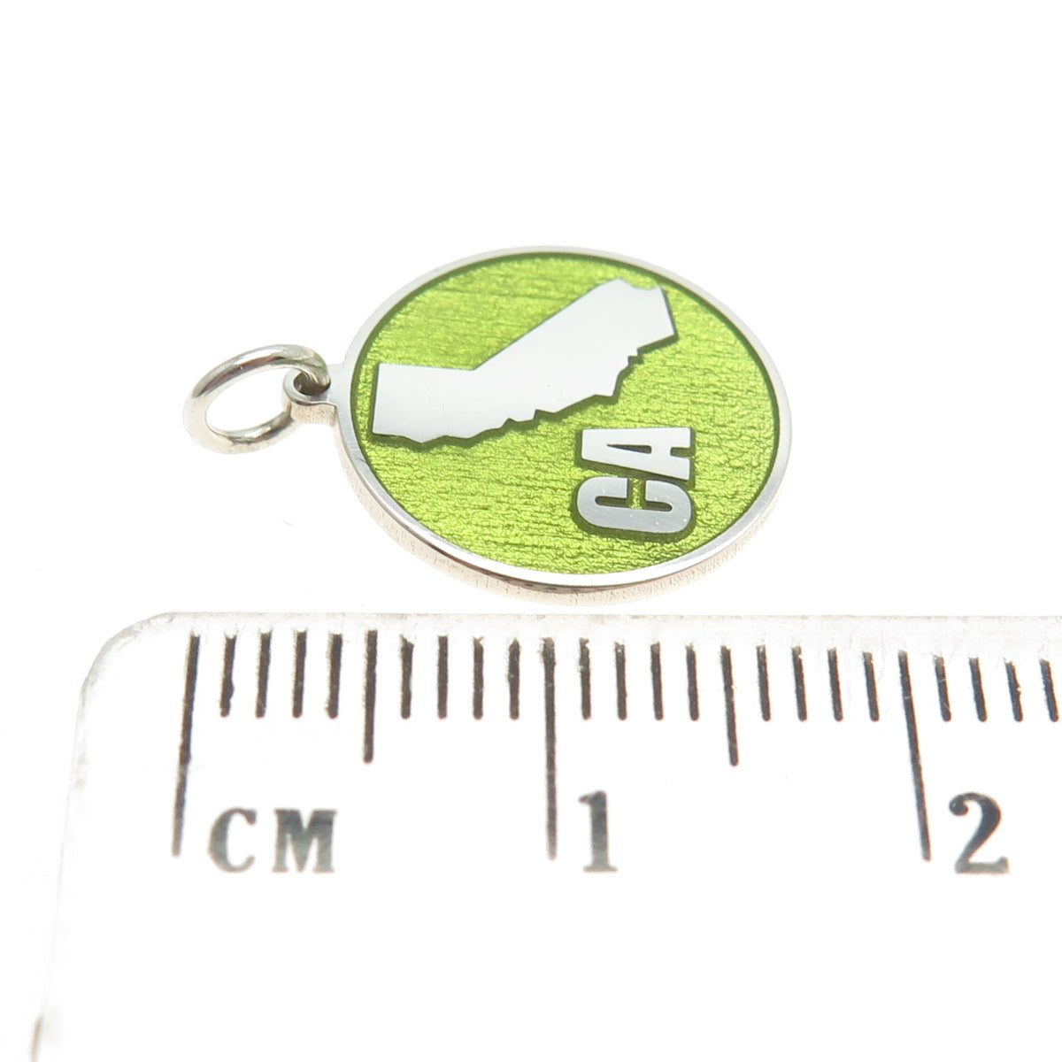 925 Sterling Silver Enamel California State Map Round Minimalist Charm Pendant