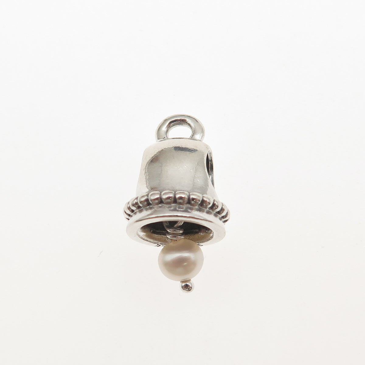 Pandora 925 Sterling Silver Real Pearl Wedding Bell Slide Bead Charm Pendant